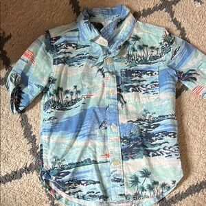 Tropical Print Button-Up Shirt